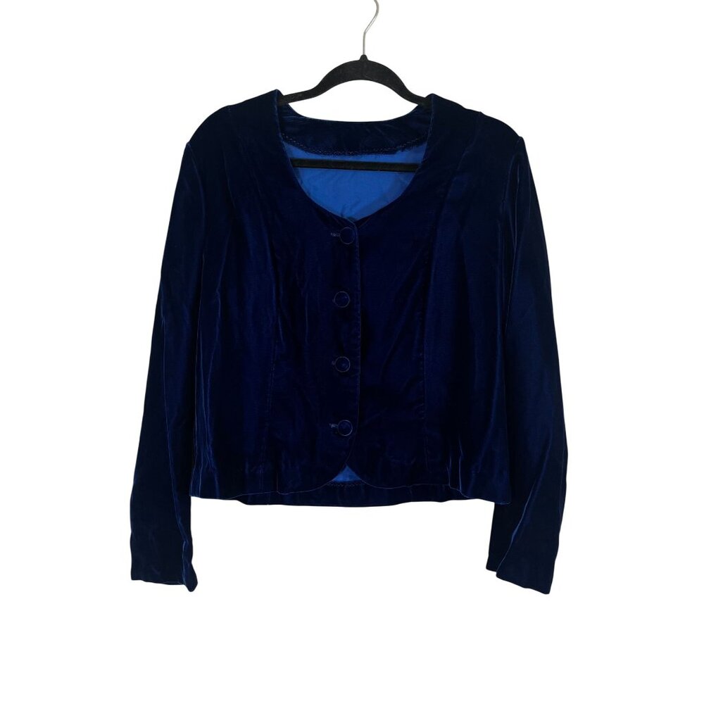 Handmade Velvet Blazer Blue S Fairy Whimsical Boho Festival Neutral Minimalist